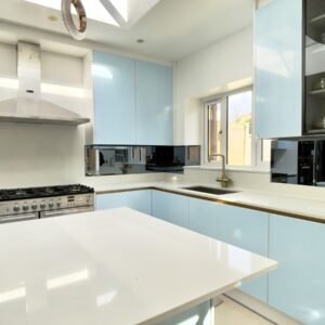 Grey mirror kitchen splashback by Splashbacks Direct